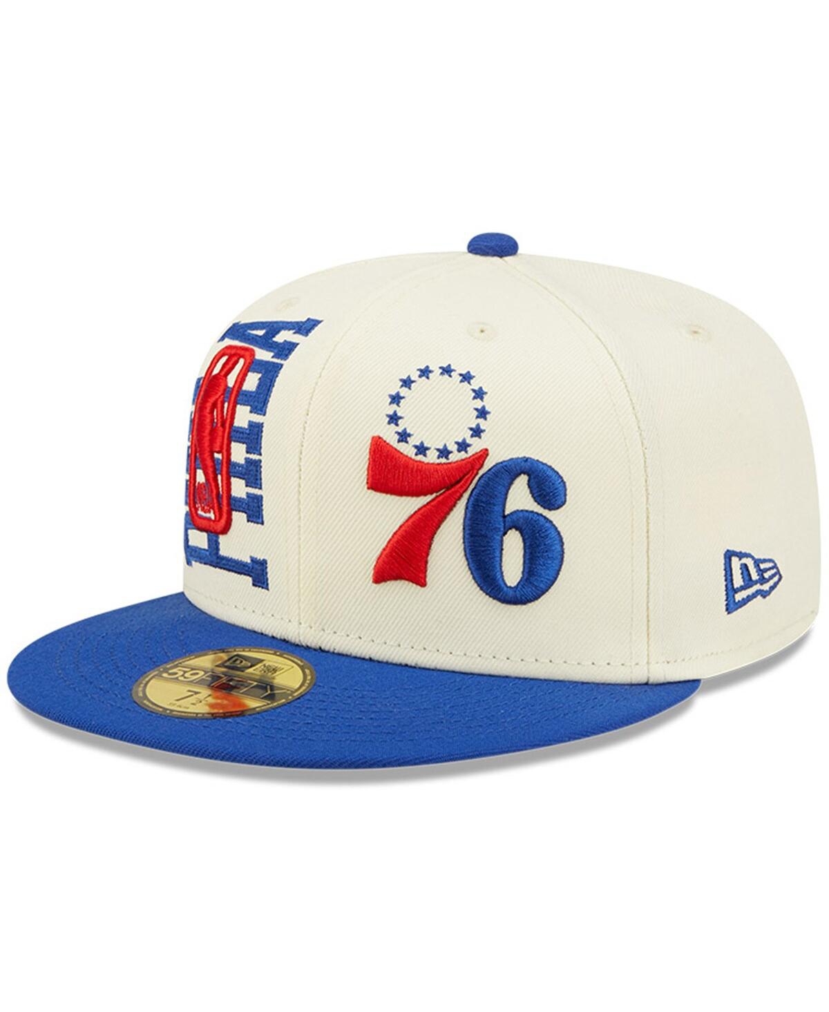 Men's Cream, Royal Philadelphia 76ers 2022 Nba Draft 59FIFTY Fitted Hat - Cream, Royal