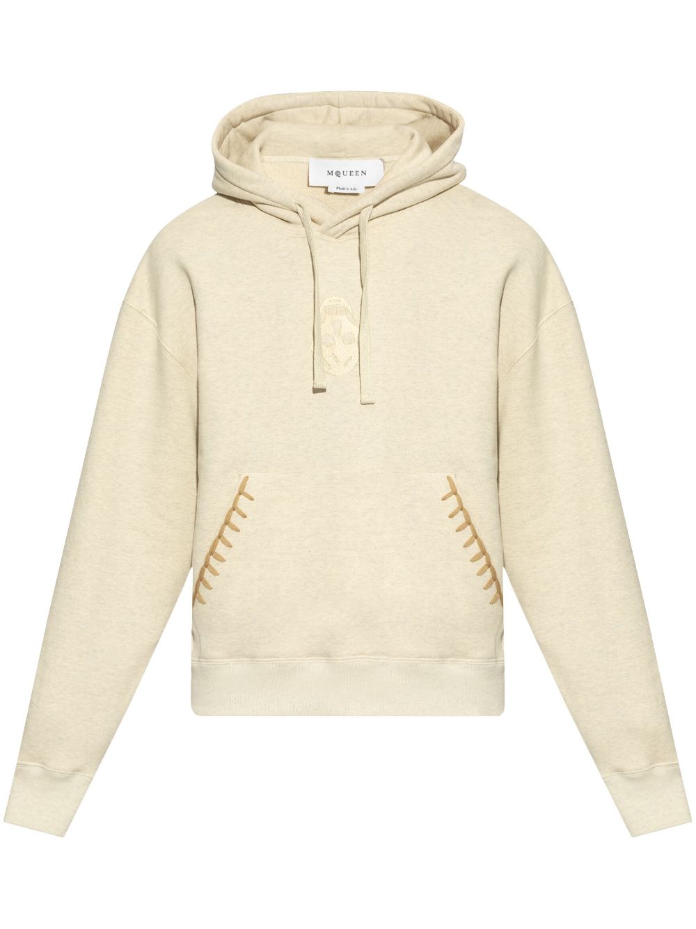 Skull-embroidered hoodie - Neutrals