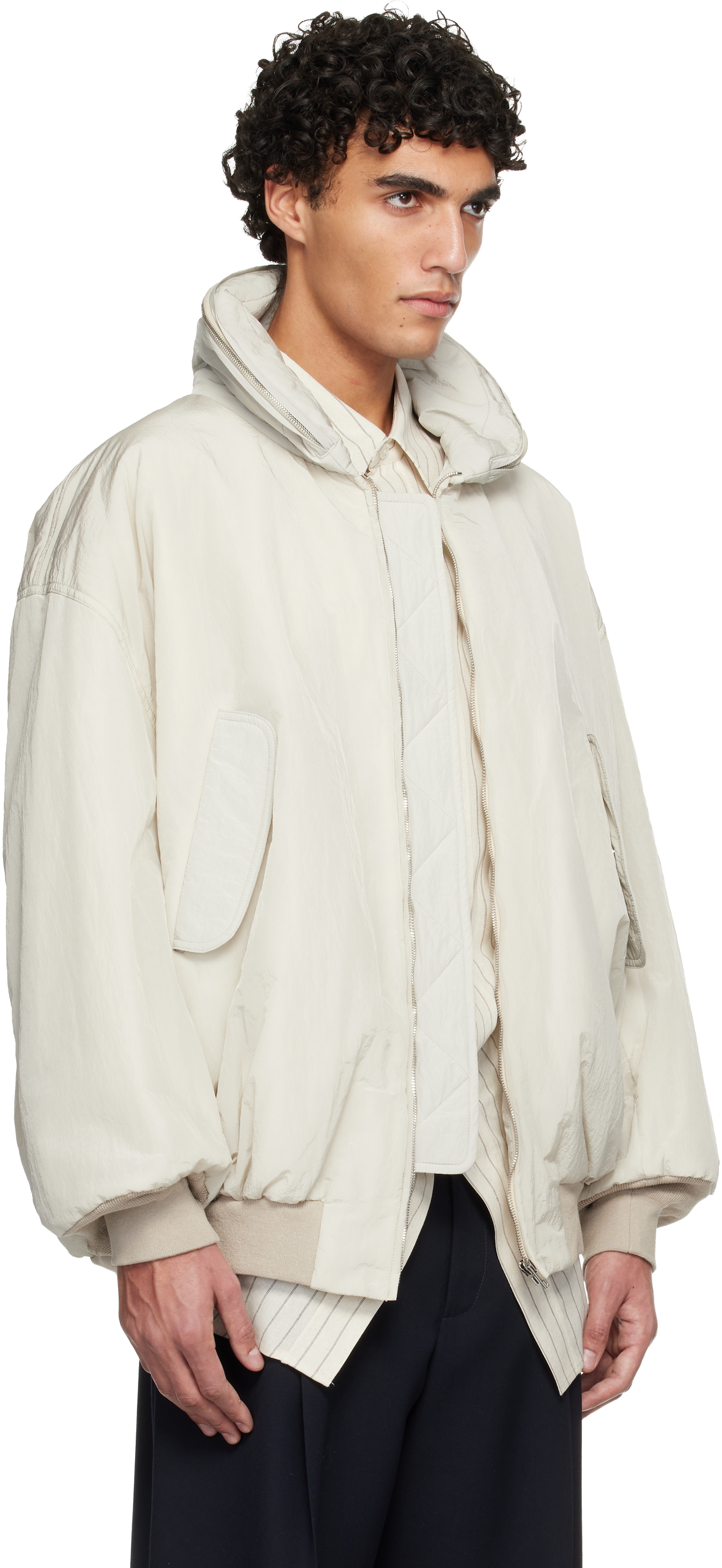 Off-White Crinkled Bomber Jacket