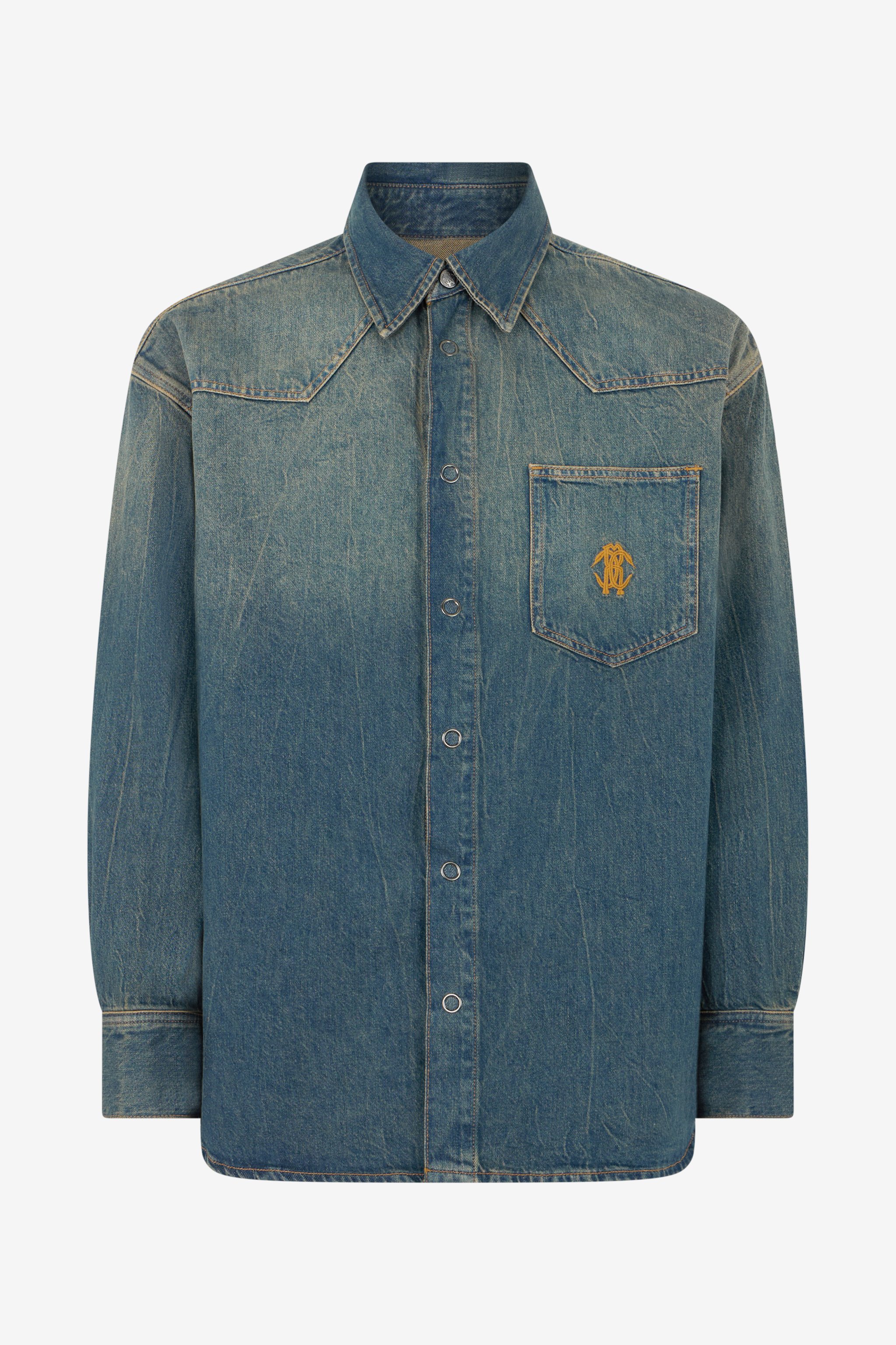 Blue Denim Shirt With Monogram Rc