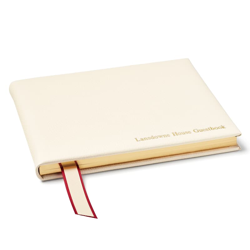 Classic Leather Guest Book in Ivory Pebble