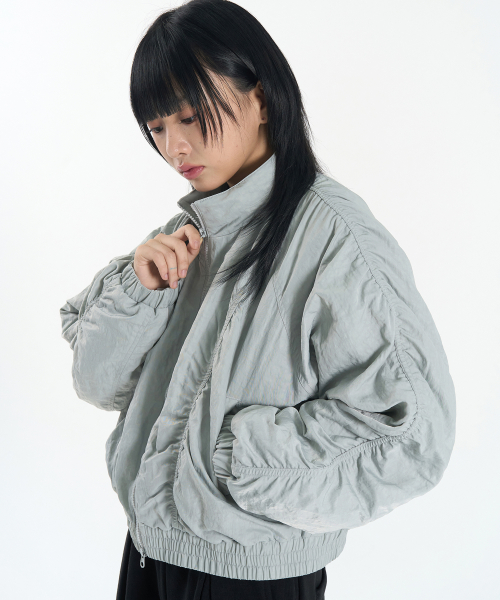 W 2WAY Crop Shirring Bomber Jumper