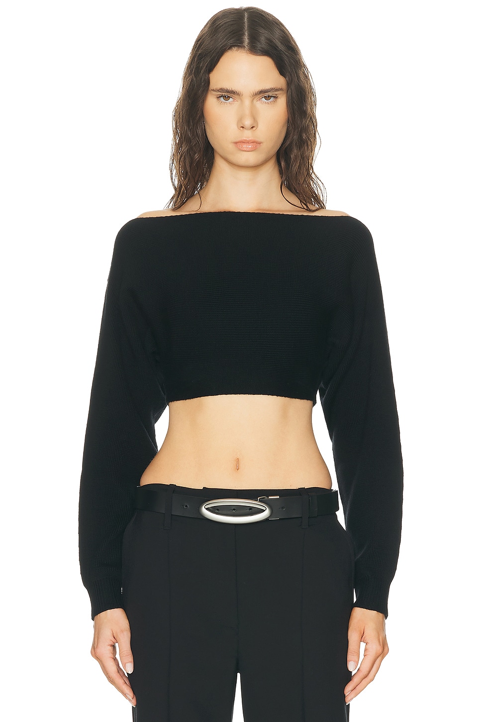 HAELO Crop Sweater in Black - Black. L also in M, S, XL