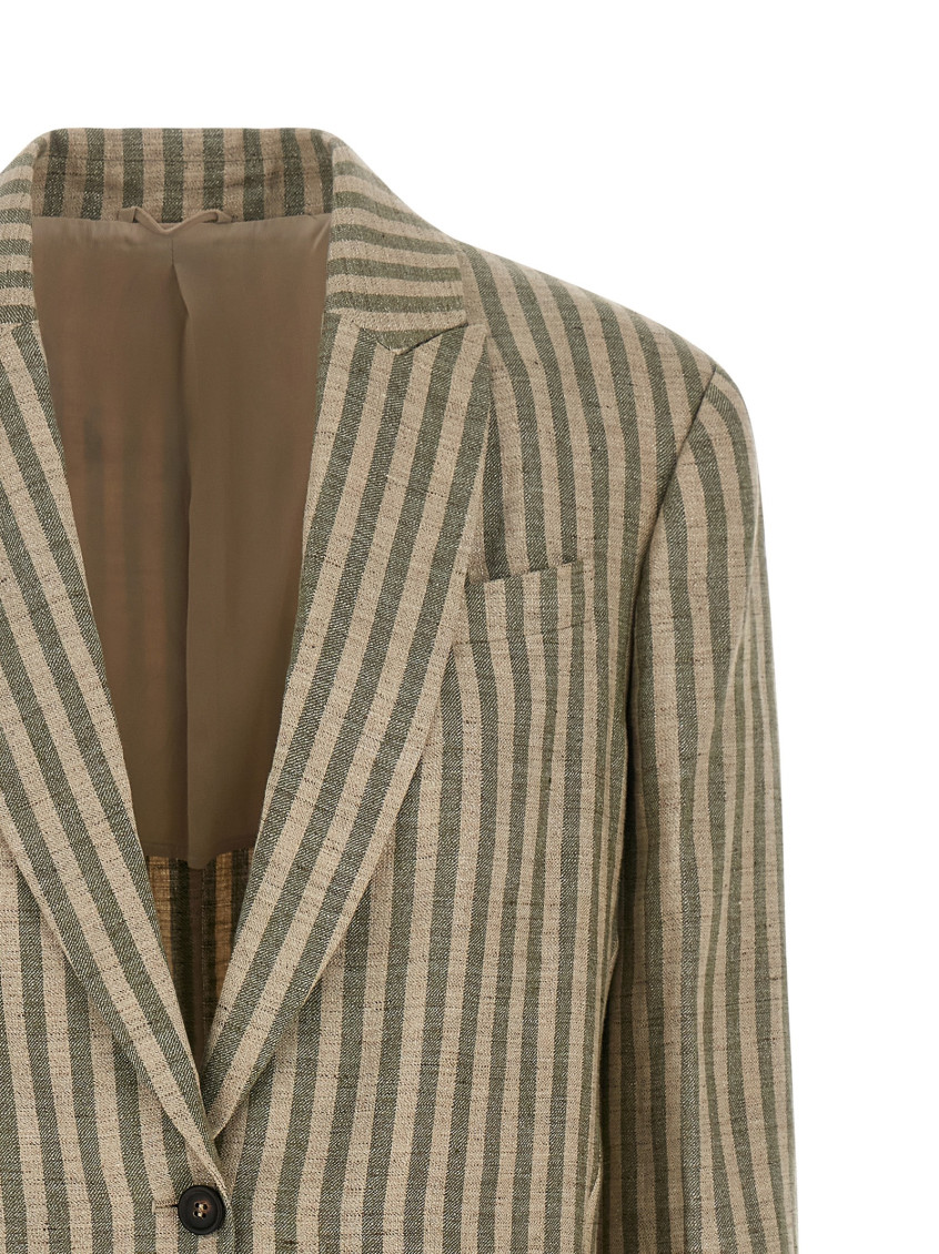 Brunello Cucinelli - relaxed stripe blazer linen blend