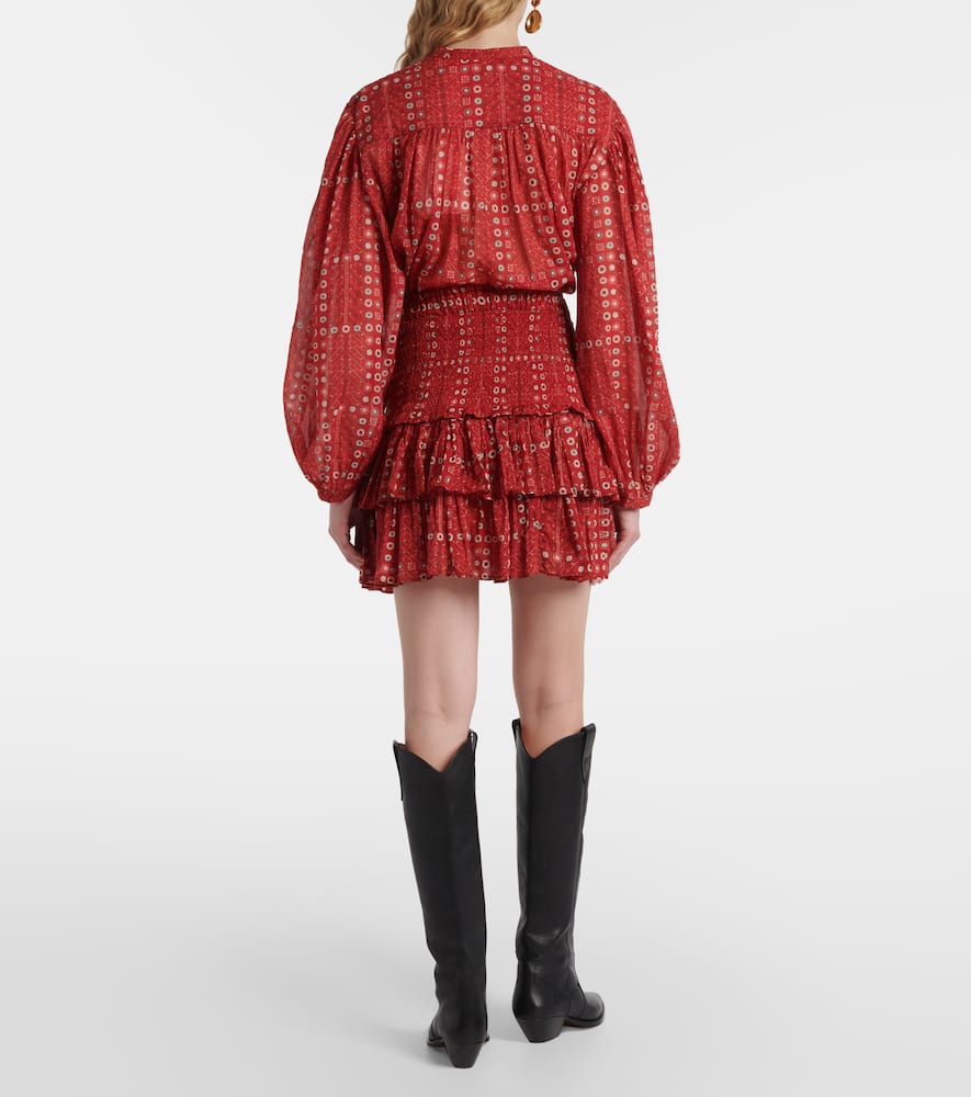 Naomi ruffled printed cotton miniskirt