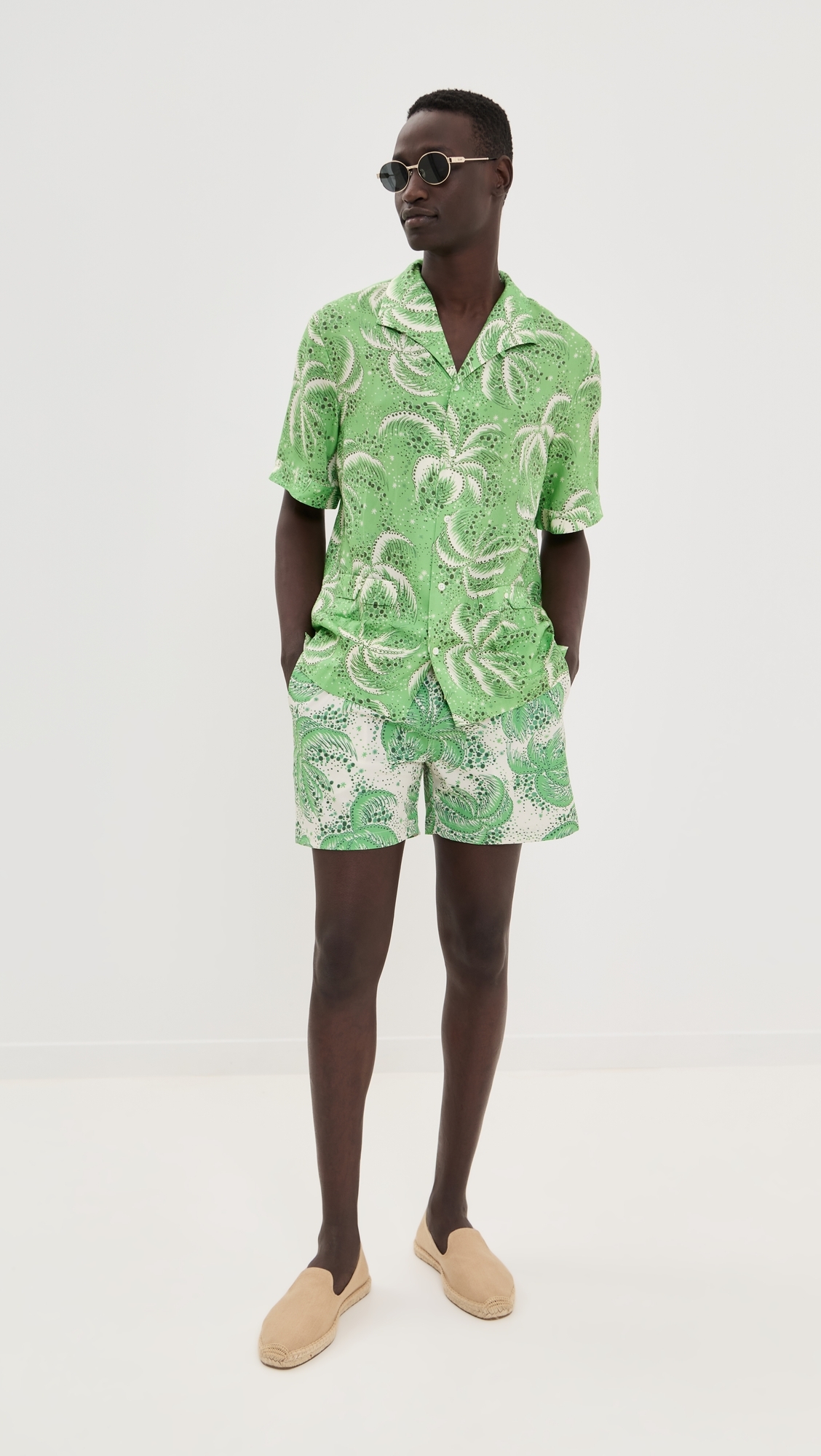 Tombolo Palm Fronds Swim Trunks Green