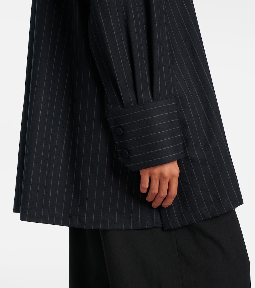 Pinstripe wool-blend shirt