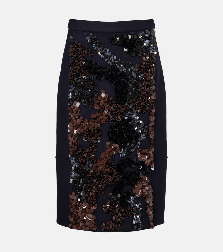 Sequined wool-blend midi skirt