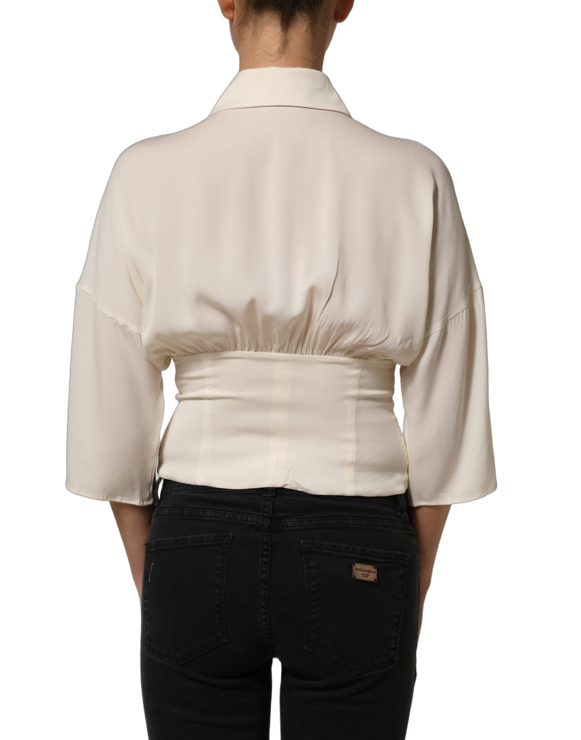 Silk Ascot Collar Blouse — White