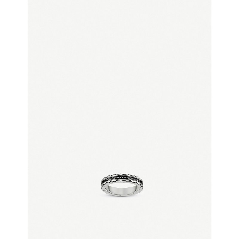 Mens Silver Filigree Sterling Silver and Zirconia Ring 58mm