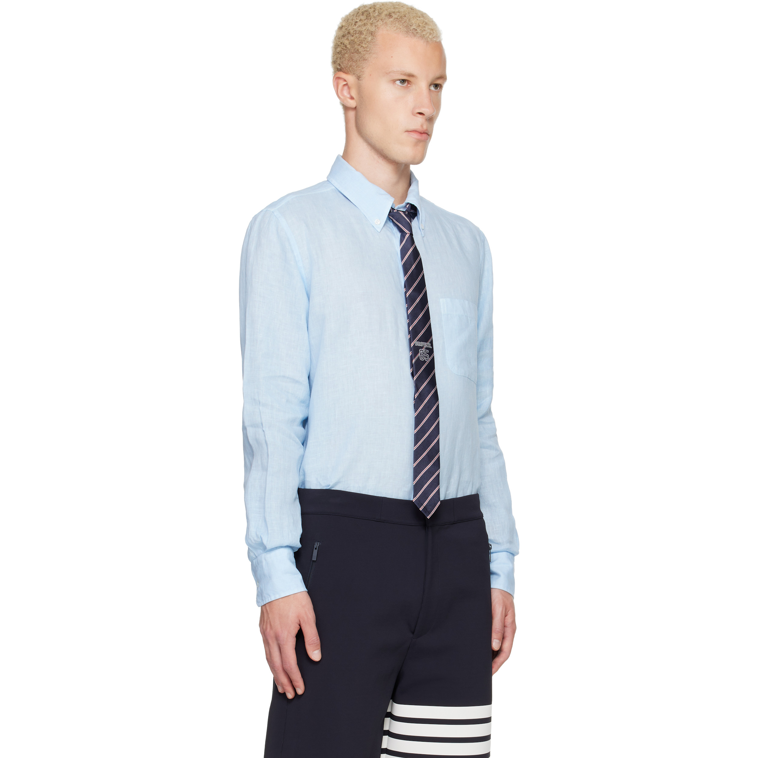 Blue Linen 4-Bar Shirt