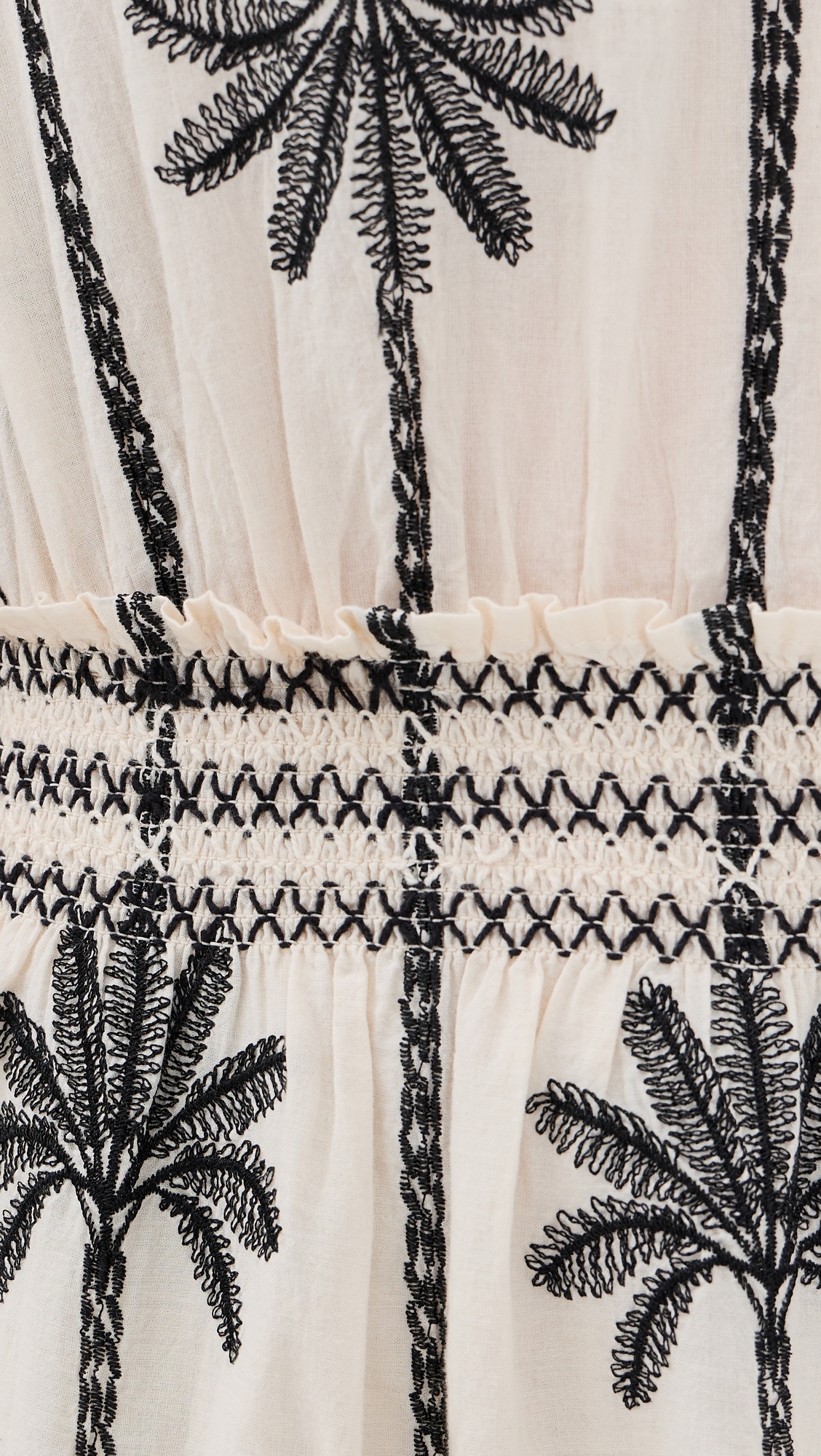 Loulou Dress Embroidered Palms