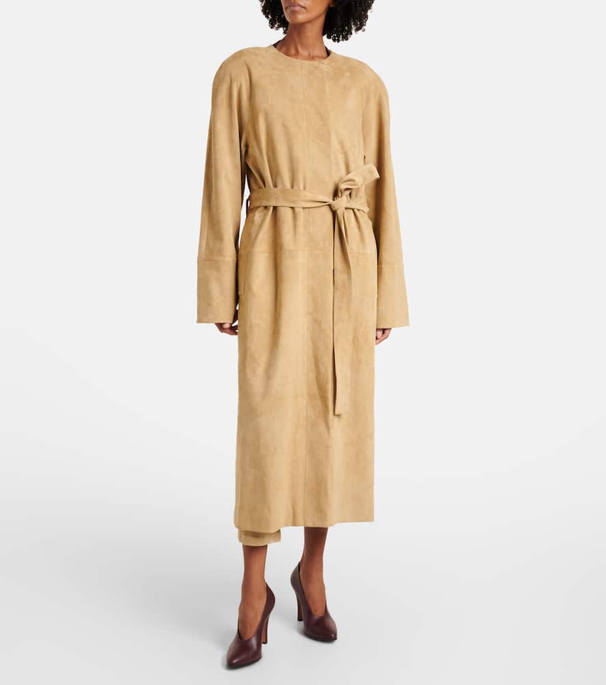 Dietrich suede-trimmed cotton-blend trench coat