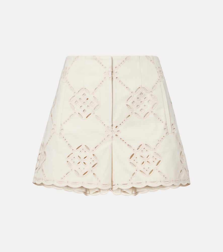Jazmin laser-cut cotton shorts