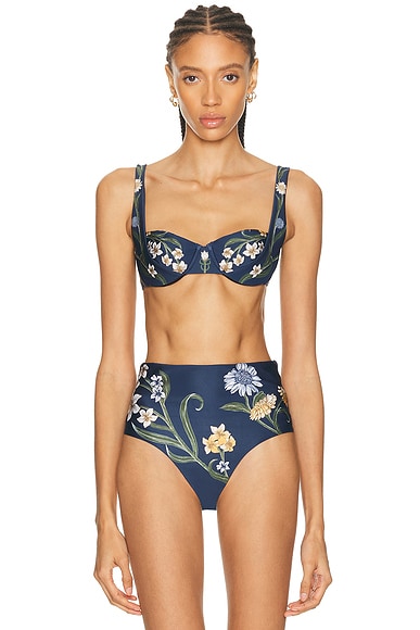 Agua by Agua Bendita Zucchini Laguna Bikini Top in Navy. - L also in M