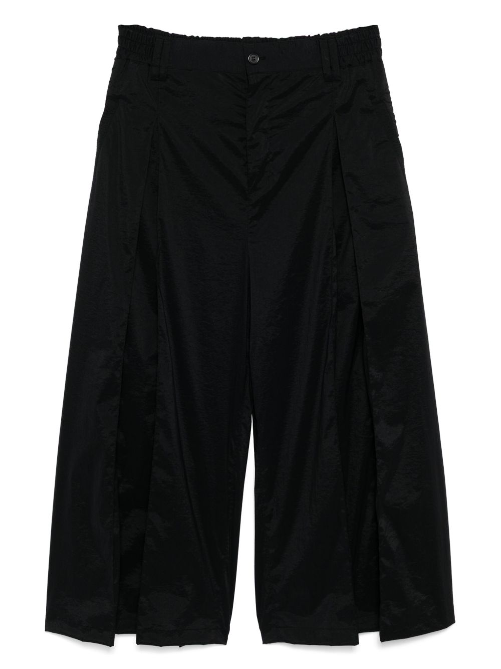 Box pleats crop wide pants - Black