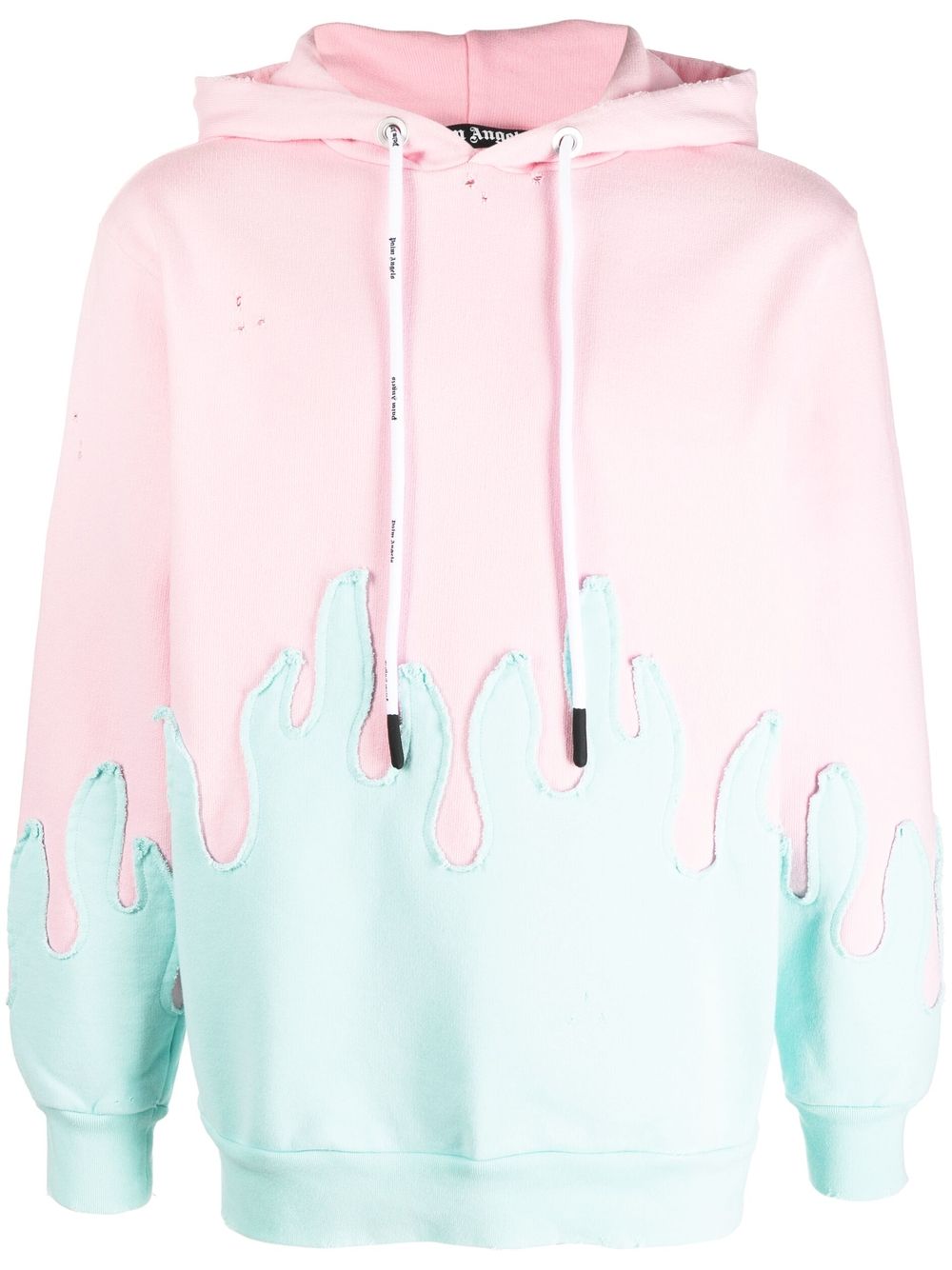 Layered Flames drawstring hoodie - Pink