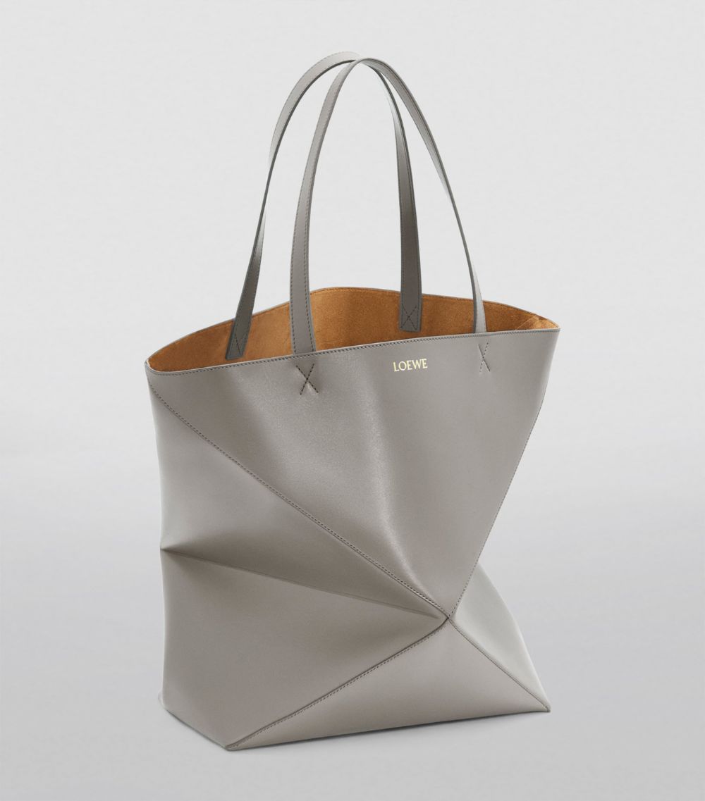 Large Leather Fold Puzzle Tote Bag