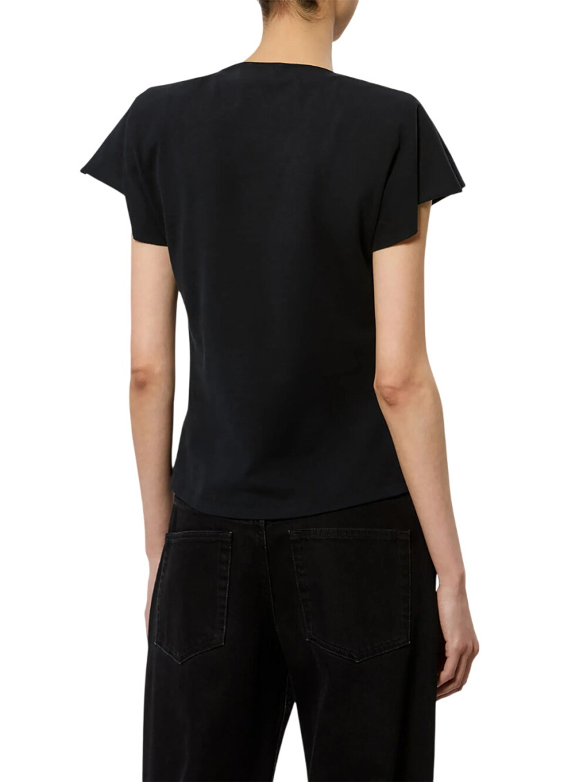 Black Solid V Neck T-Shirt