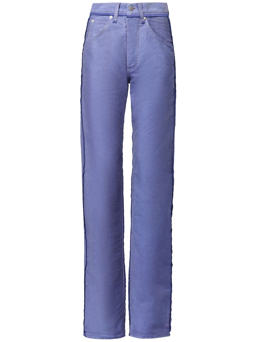 Frayed-detail straight-leg jeans - Blue