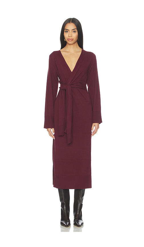 SIMKHAI Skyla Wrap Dress in Sangria. S also in L