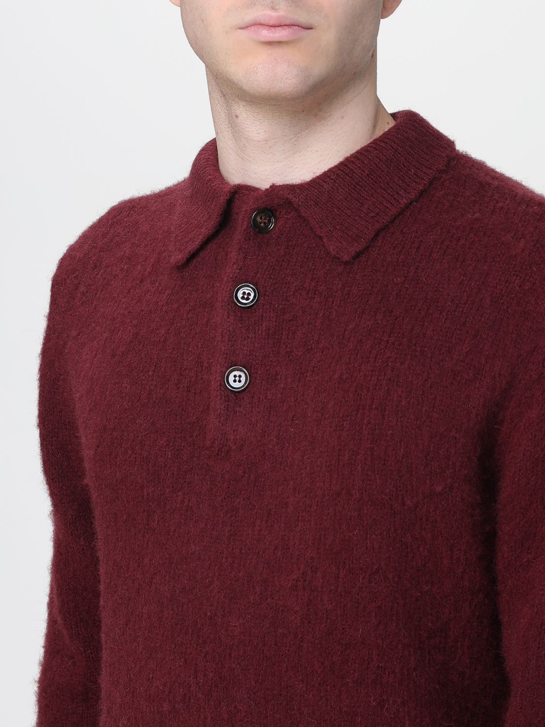 Knitted wool polo top - Neutrals