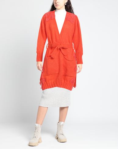 Woman Cardigan Orange Size 4 Polyamide, Mohair wool, Wool, Cotton