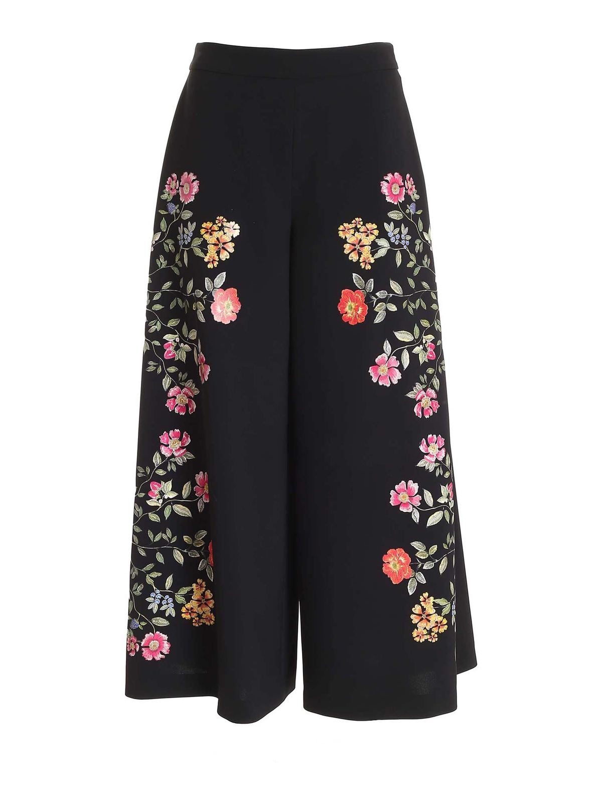 Flower print pants in black