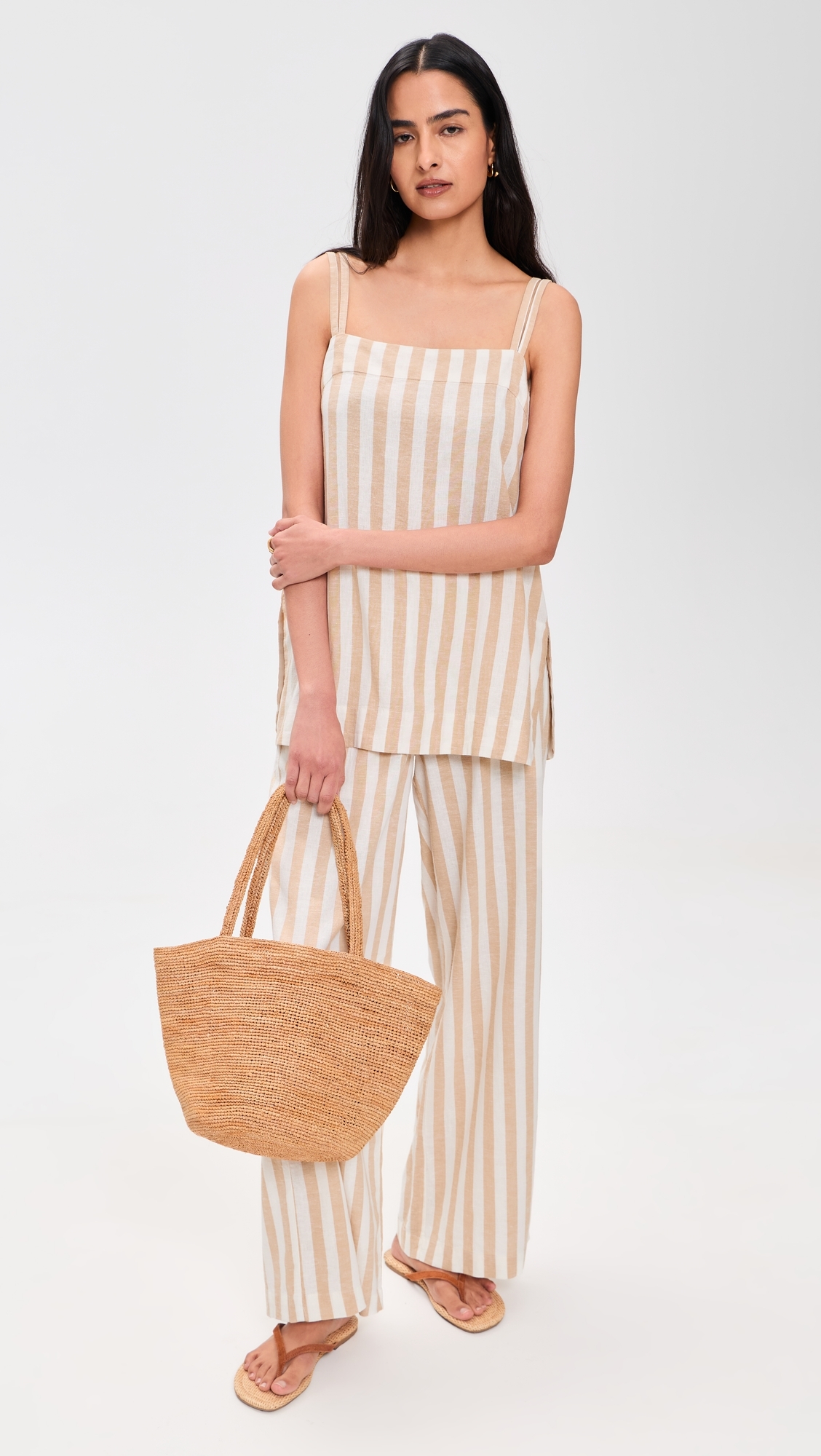 Hemp Tank Cream/Taupe Stripe