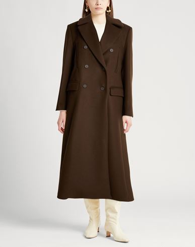 Woman Coat Dark brown Size 8 Wool, Polyamide
