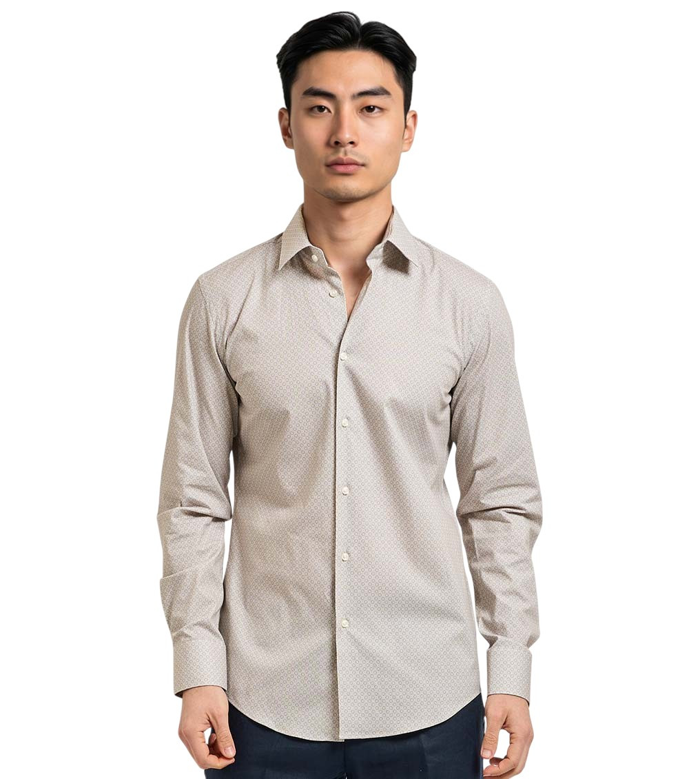 Beige Slim Geometric Shirt