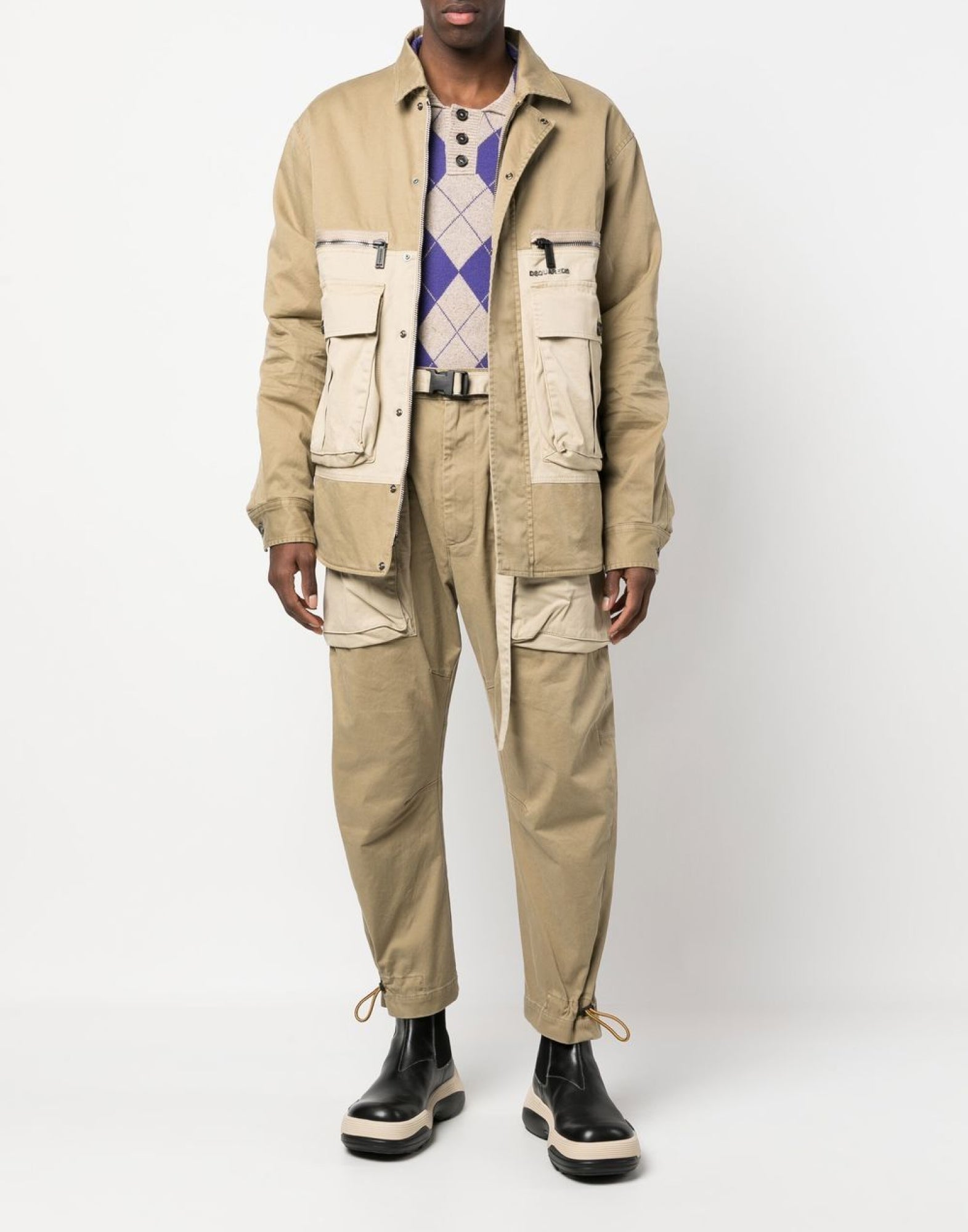 Flap Pocket Padded Coach Jacket — Beige