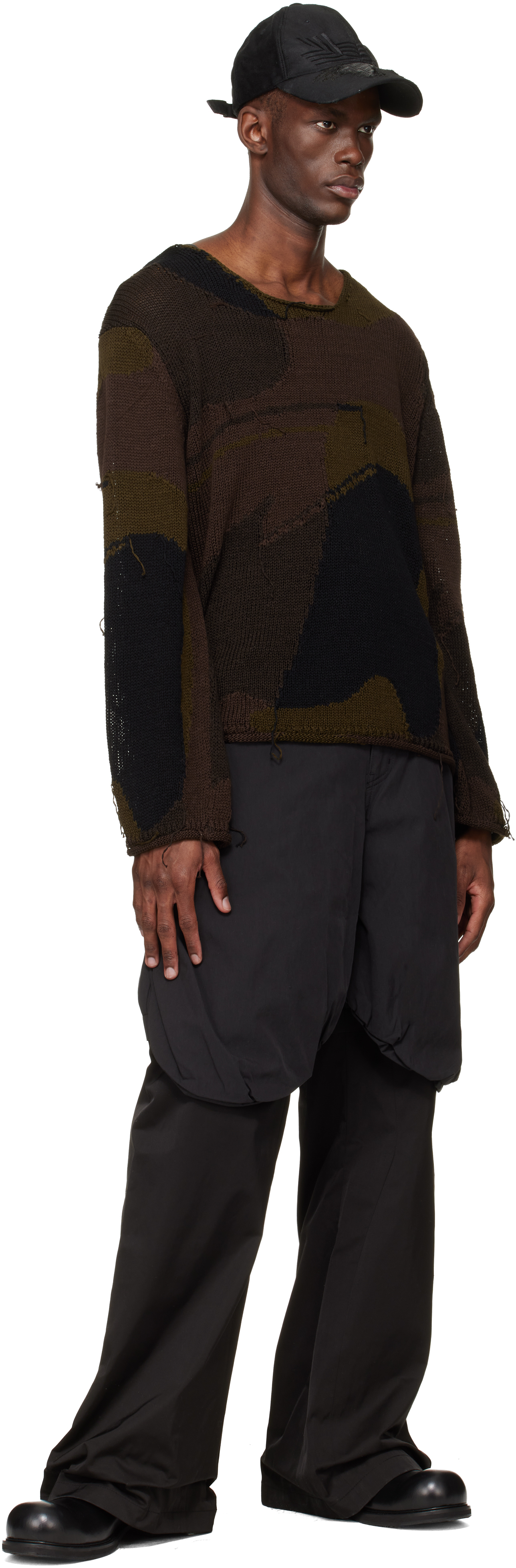 Black Bolsu Double Layered Trousers