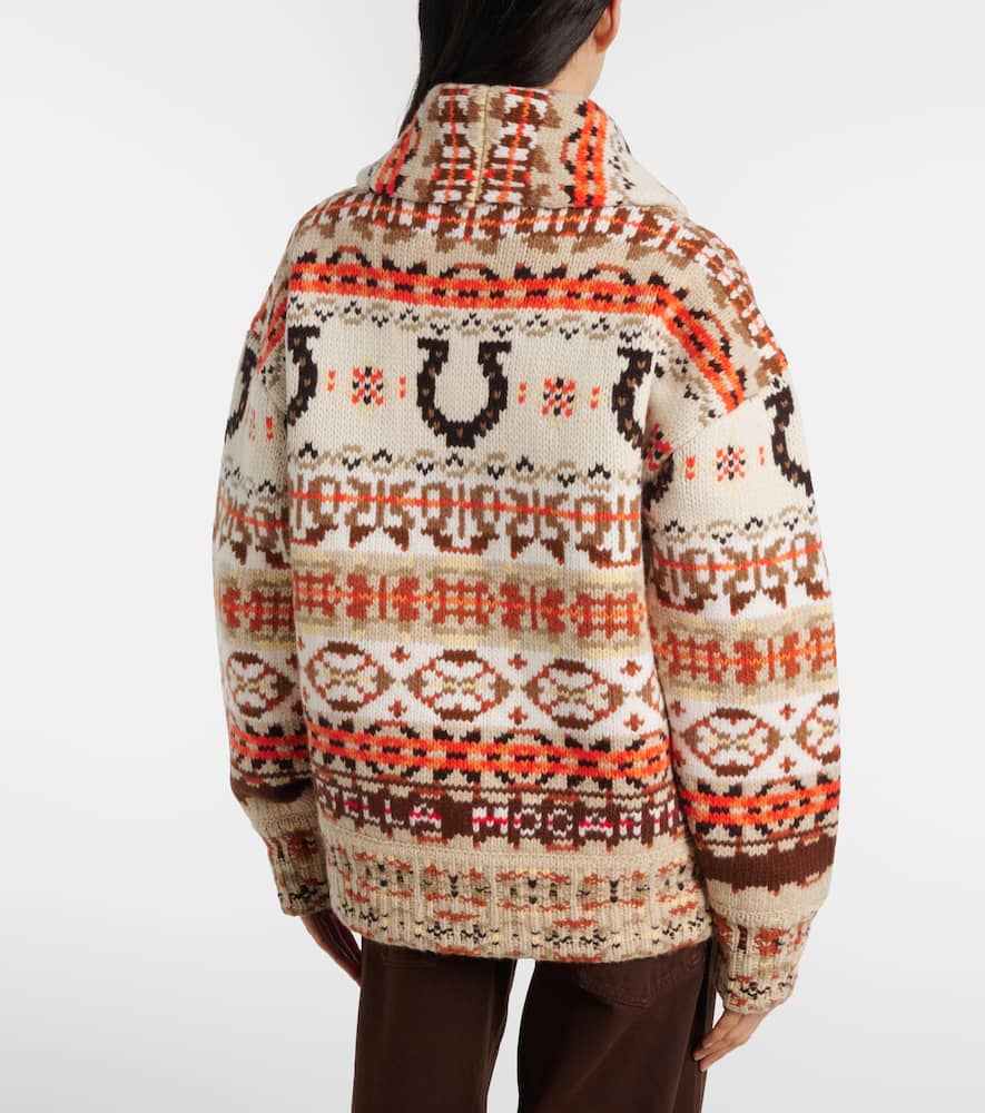 Intarsia oversized virgin wool cardigan