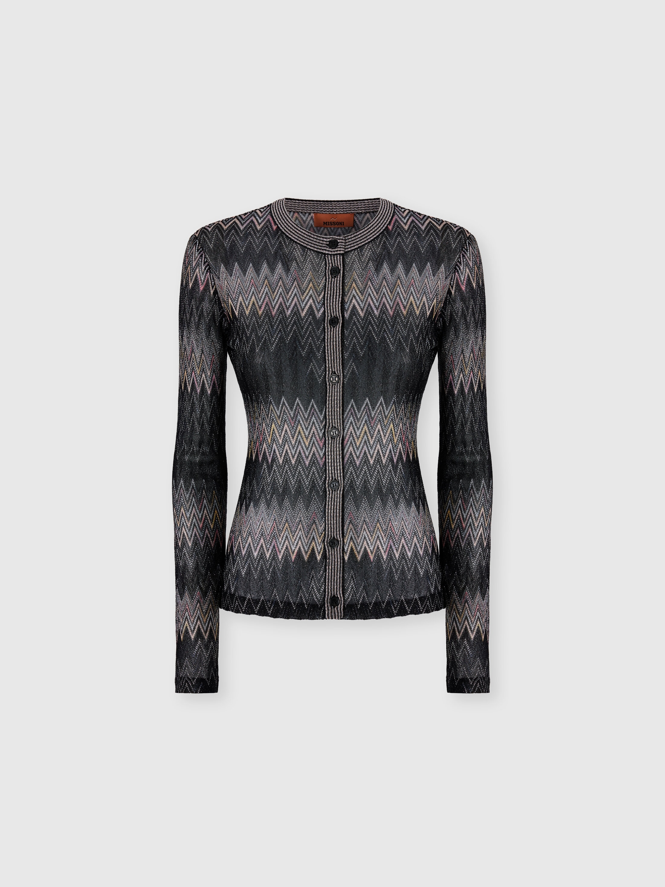 Missoni - Viscose lamé chevron crewneck cardigan, Women, Black