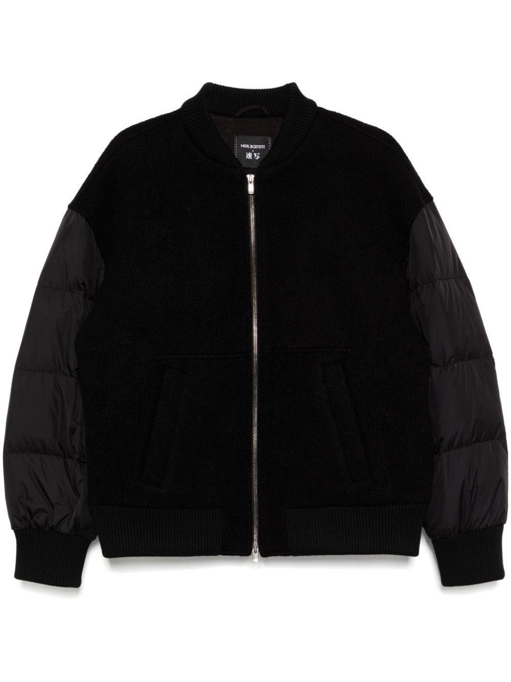 Ribbed-knitted hem bomber jacket - Black