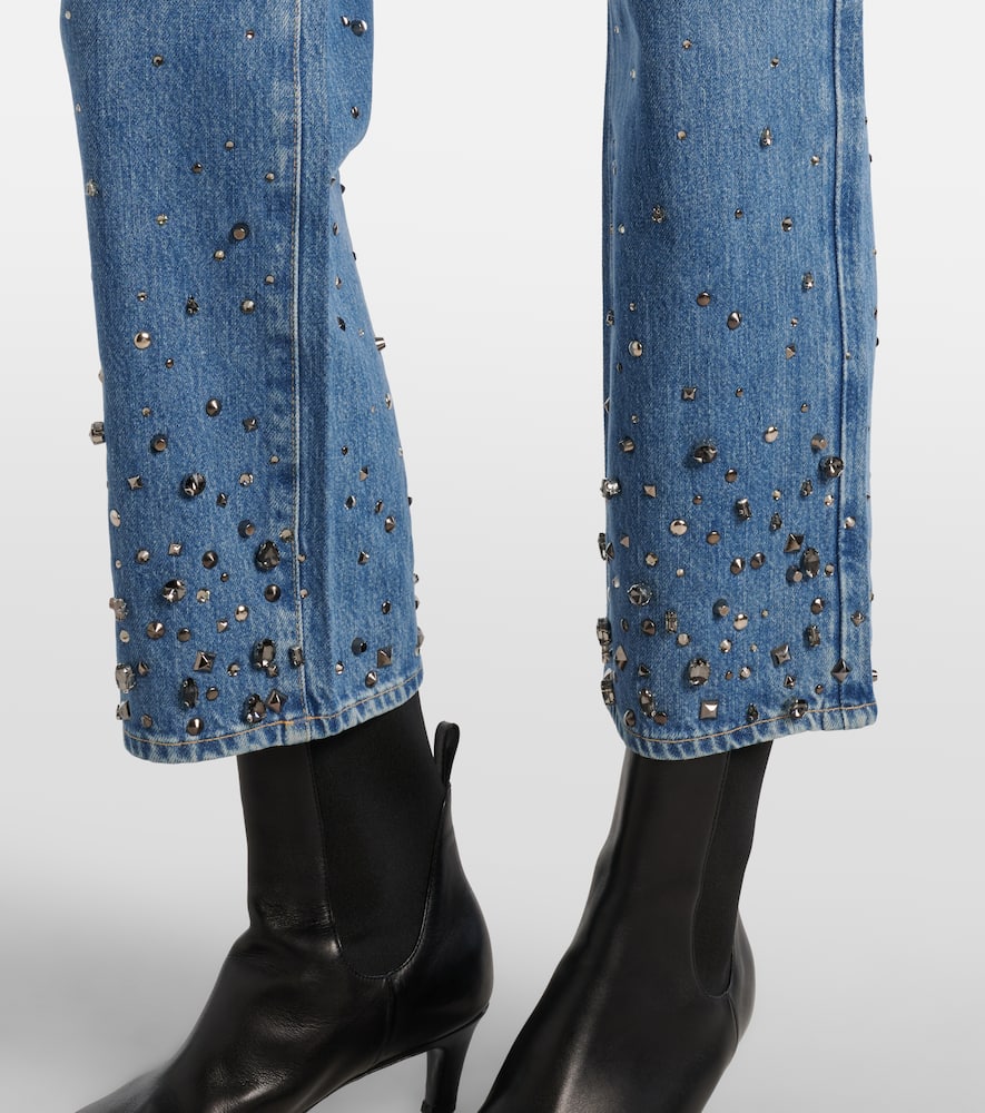 Calie embellished cropped straight jeans