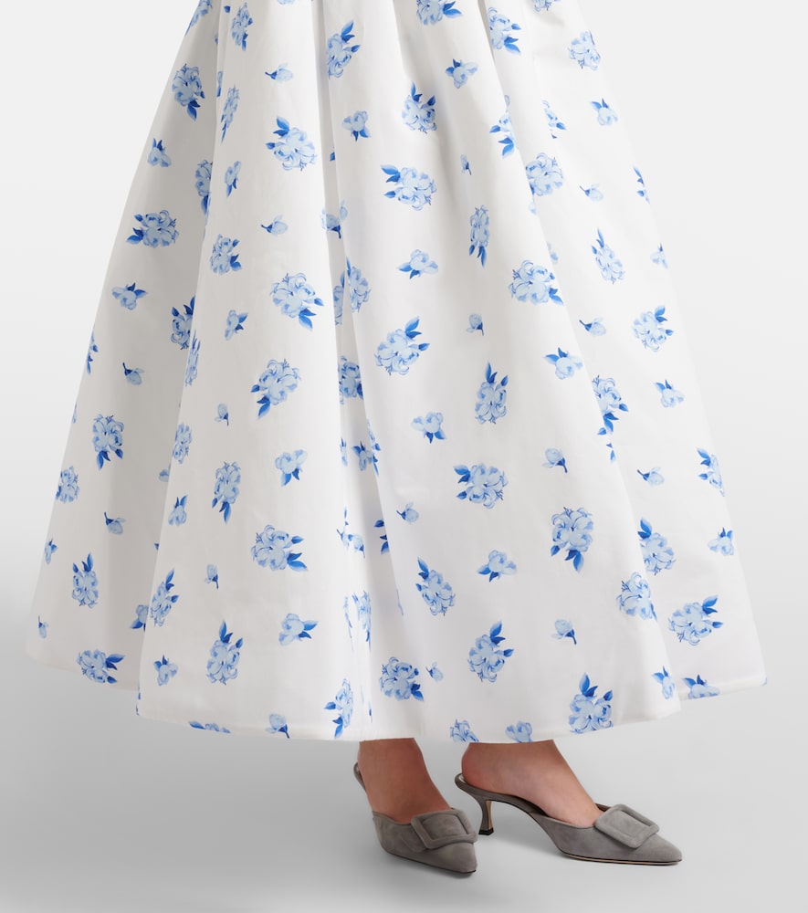 Victoria floral pleated cotton maxi skirt