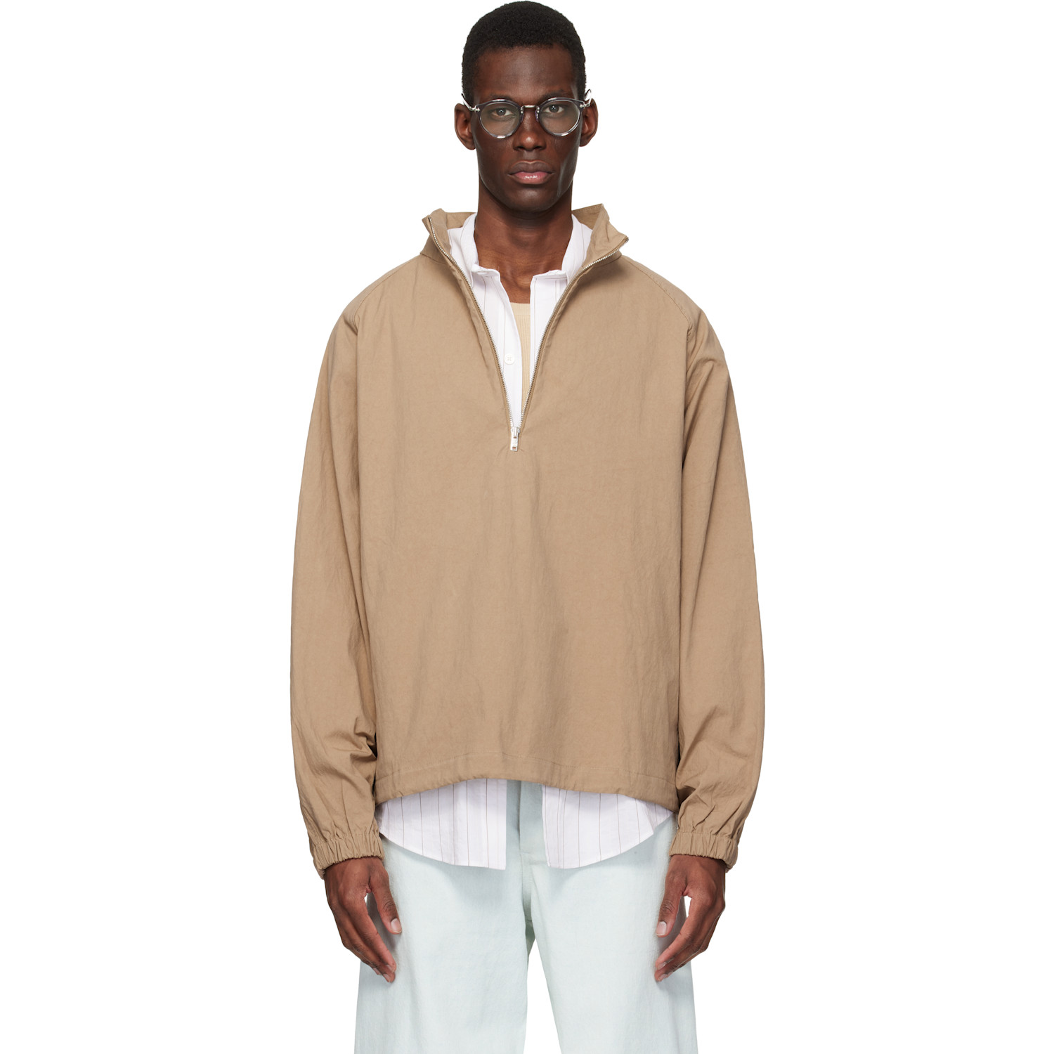 Beige Half Zip Raglan Jacket