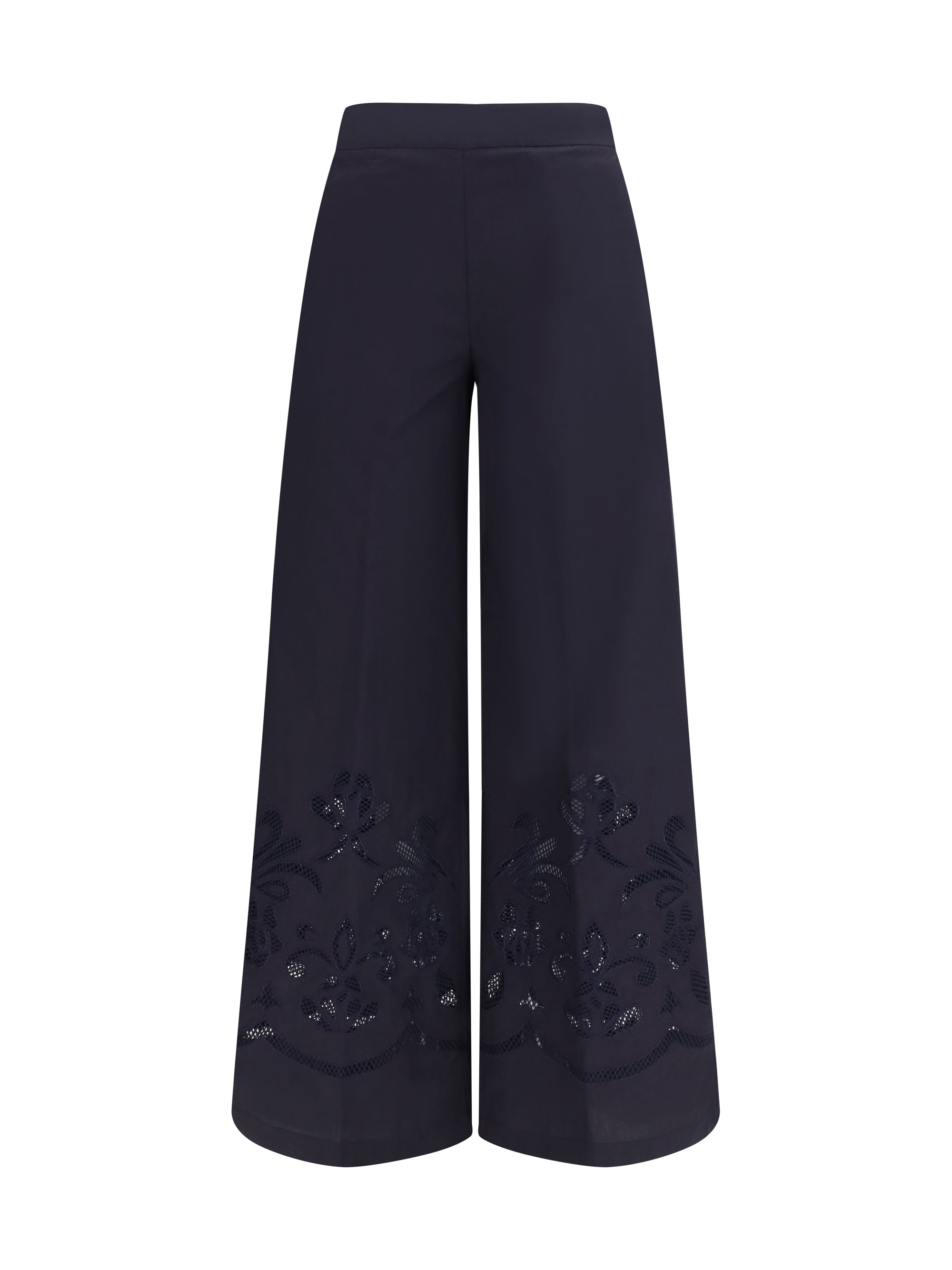 Embroidered Cotton Trousers — Black