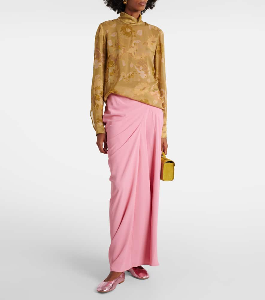 Draped crêpe maxi skirt