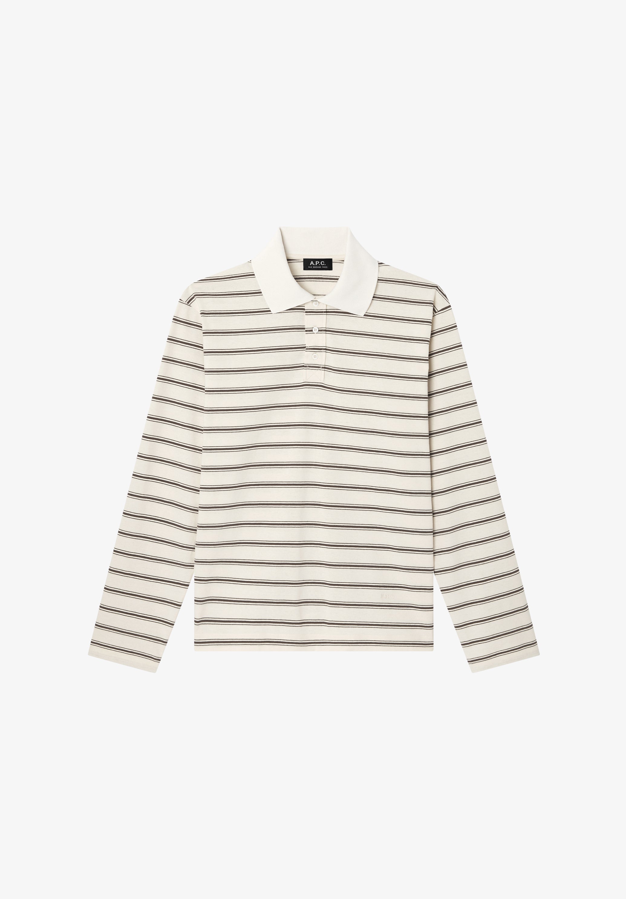 A. P.C. Long-sleeve striped polo shirt S AAD - Ecru