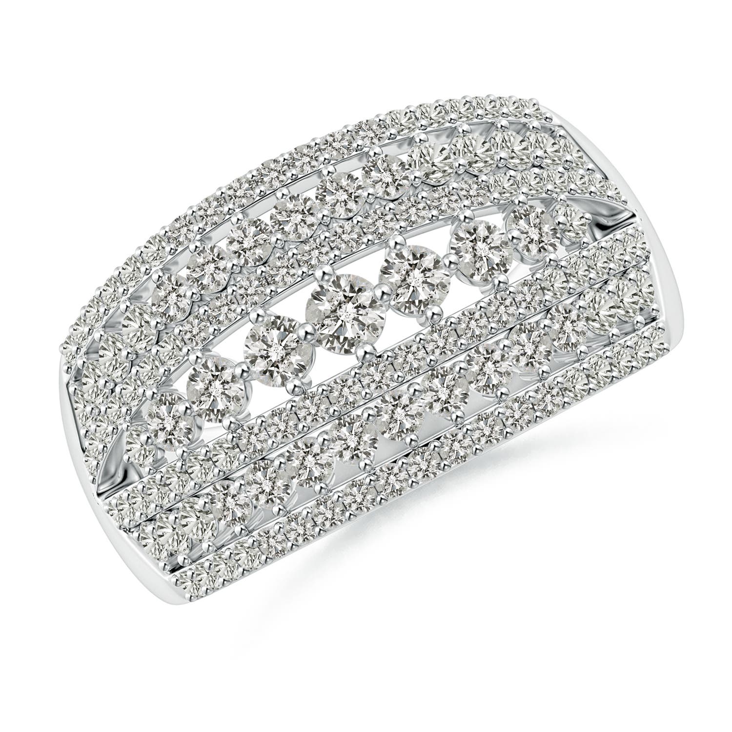 Angara 1.34 Carats Multi-Row Graduated Diamond Broad Anniversary Ring in 18K White Gold