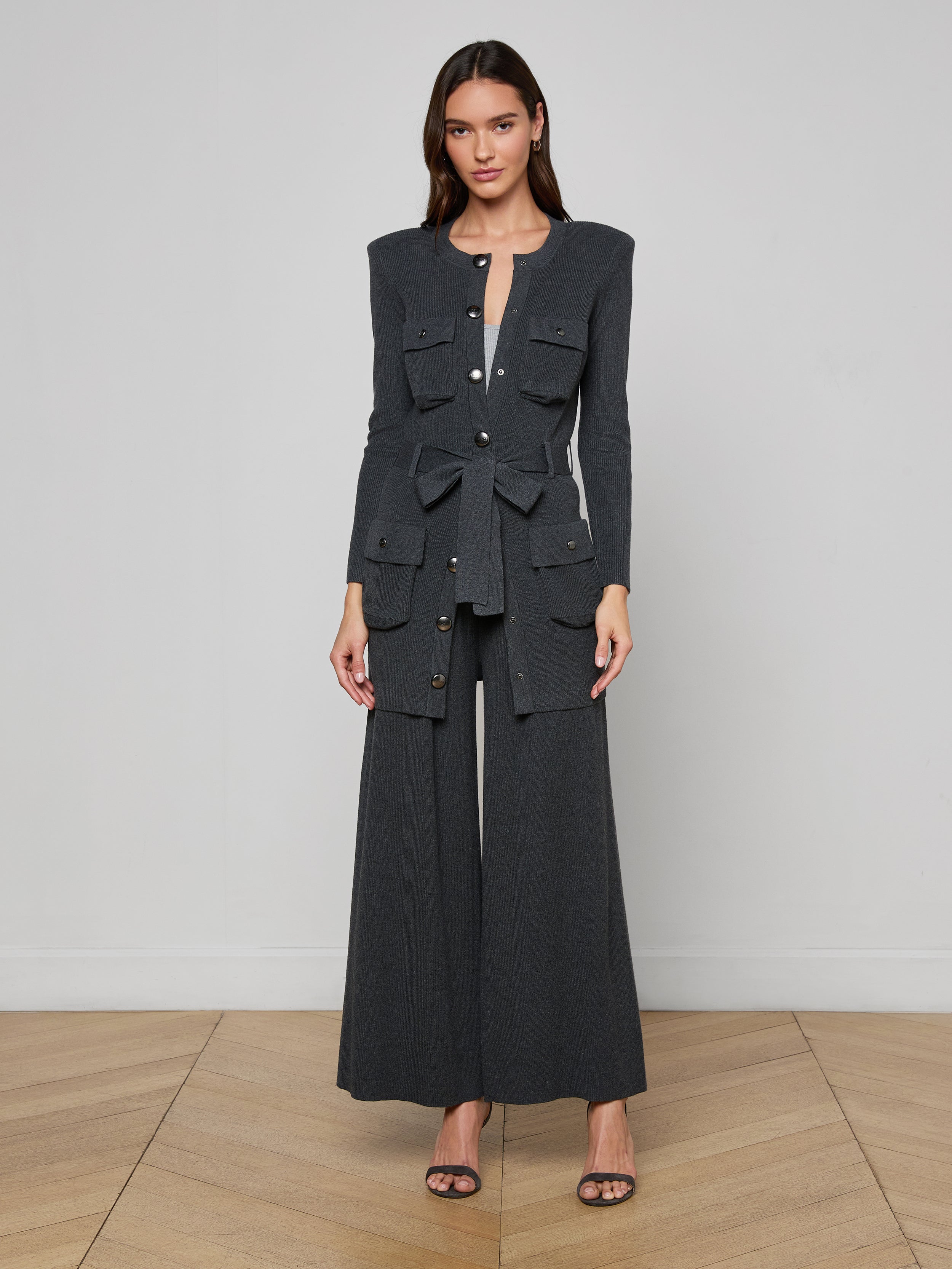 Lore Cardigan In Charcoal Grey/gunmetal