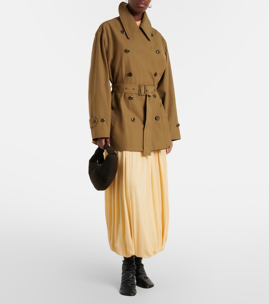 Oversized cotton cropped trench coat