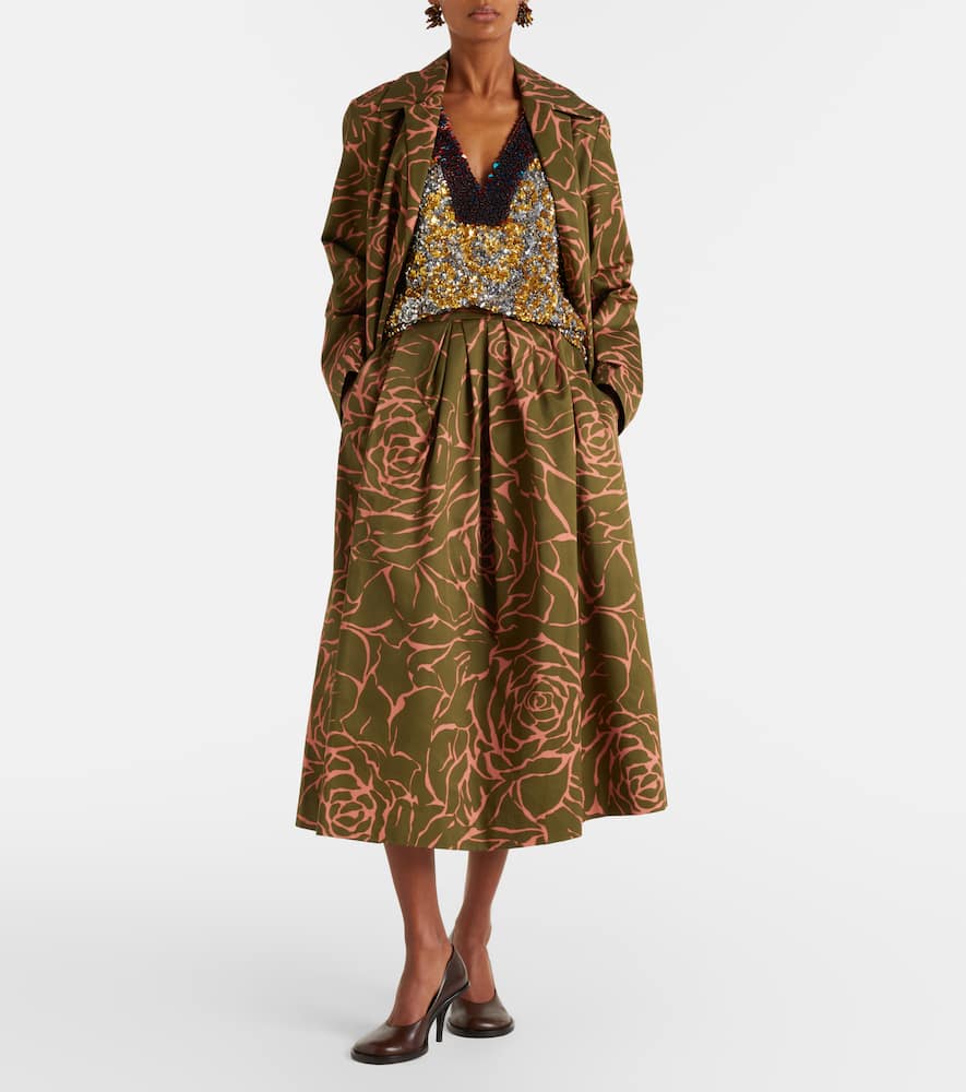 Floral sequined cotton wrap coat