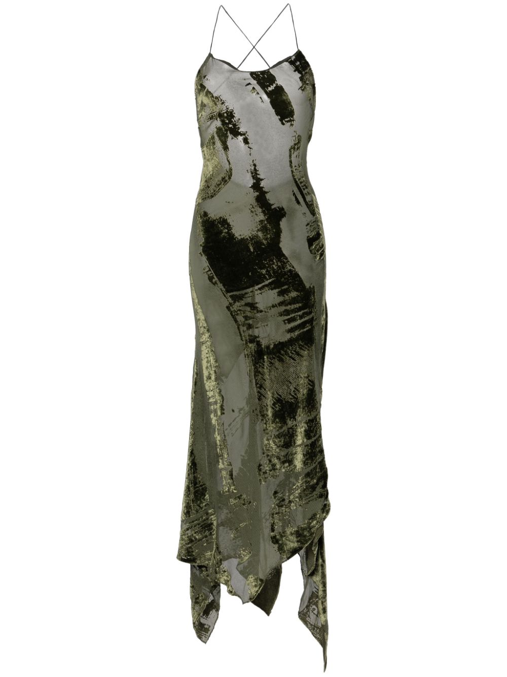 Velvet devoré maxi dress - Green