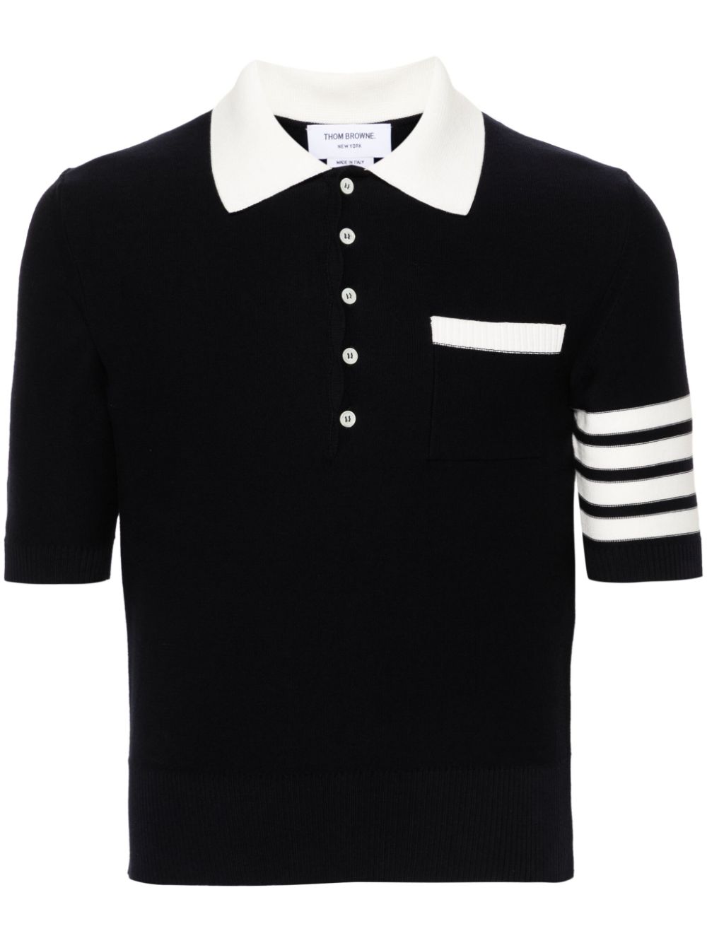 4-Bar knitted polo shirt - Blue