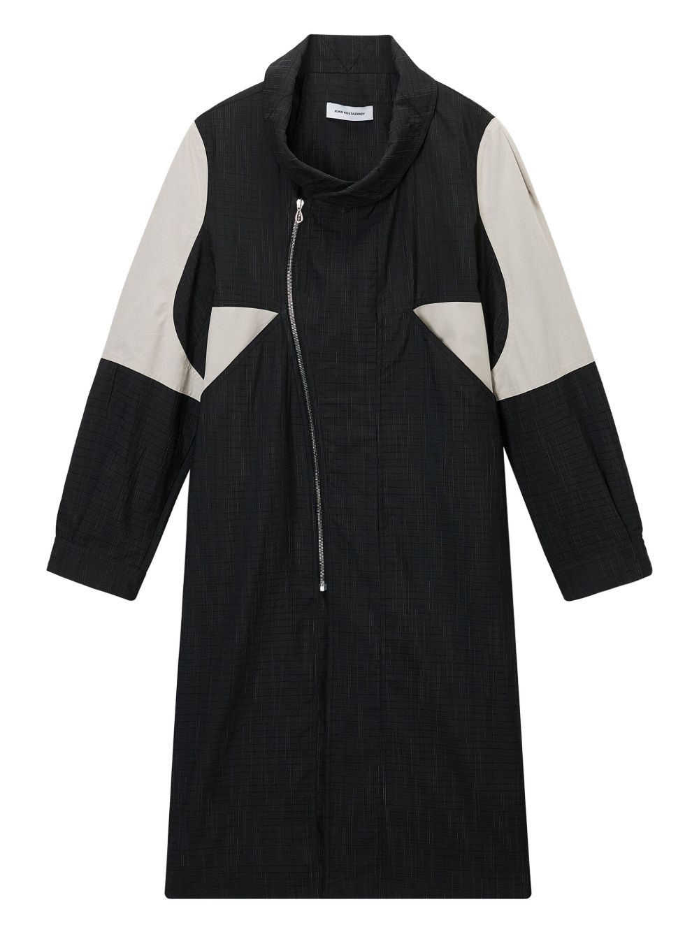 Panelled zip-front coat - Black