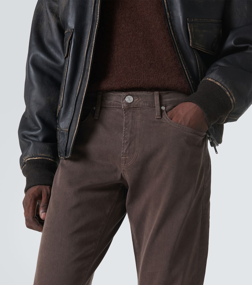 Mid-rise twill slim pants